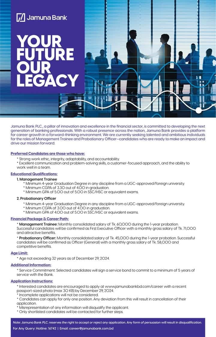 Circular-Jamuna Bank Job Circular 2024