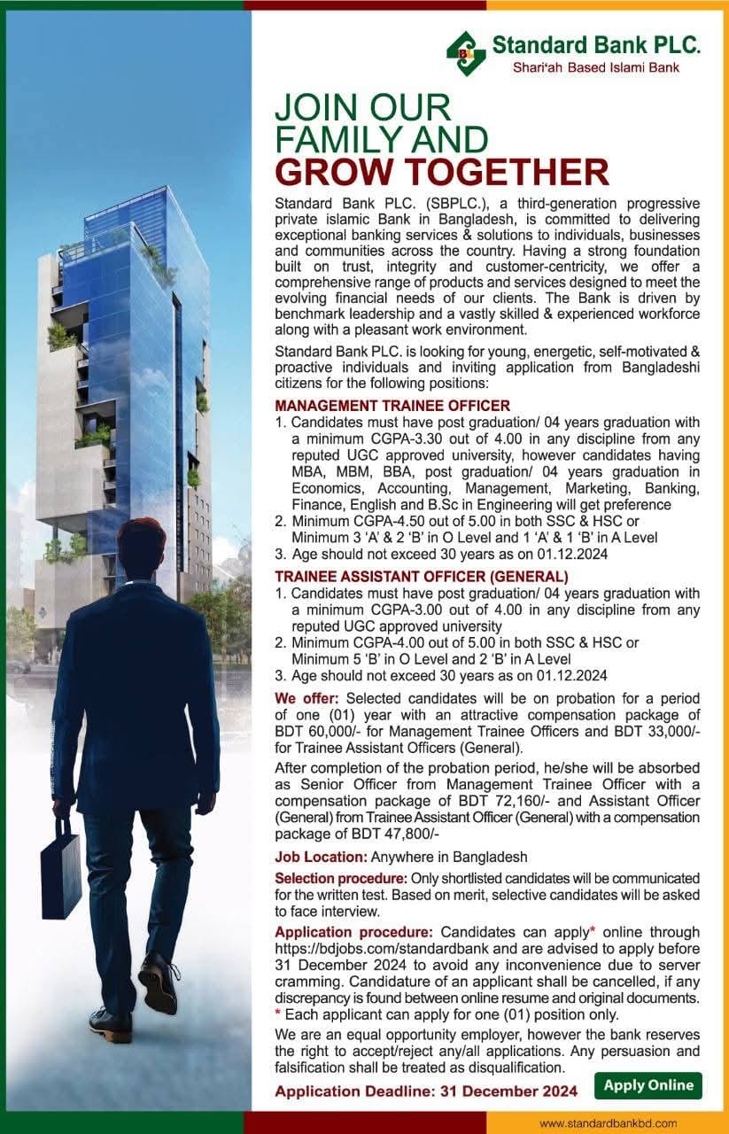 Circular - Standard Bank Job Circular 2024