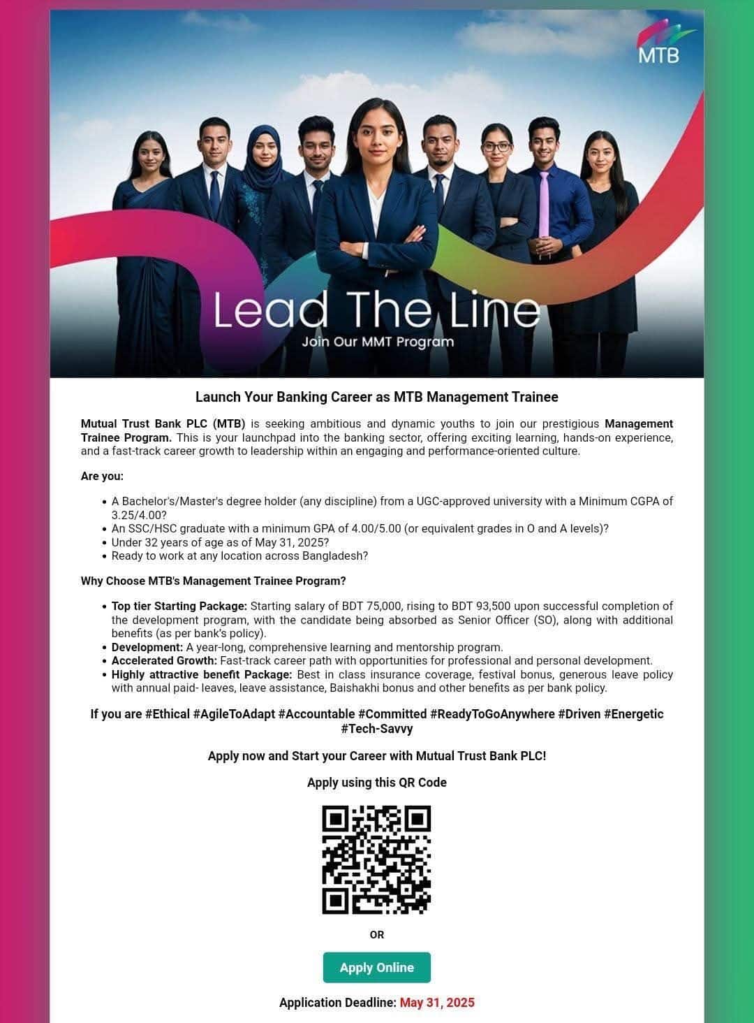 Circular-Mutual Trust Bank (MTB) Job Circular 2025