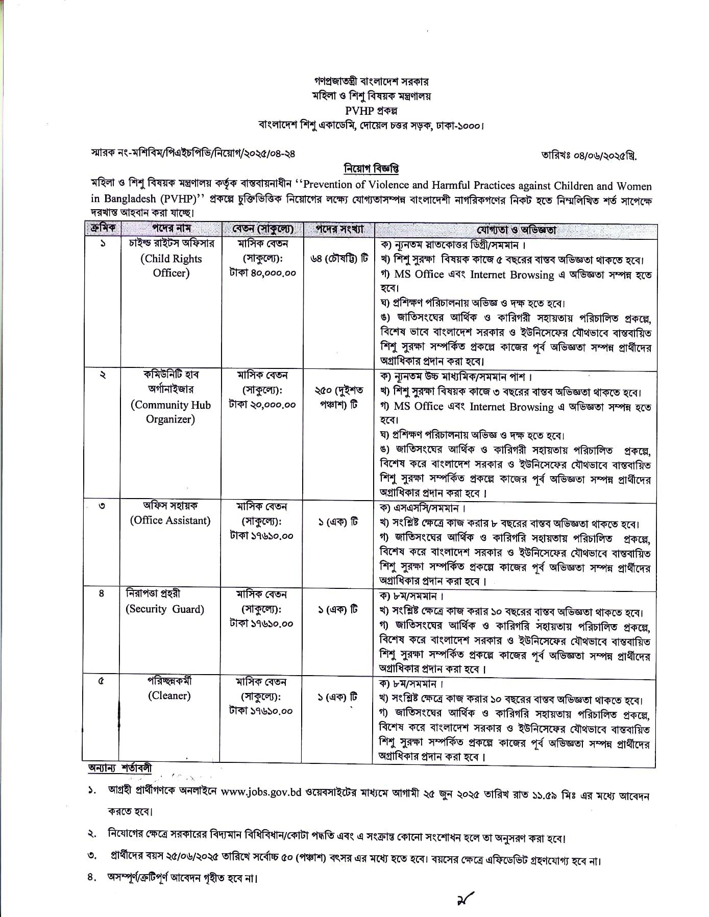 Circular-MOWCA Job Circular 2025 (Page-1)